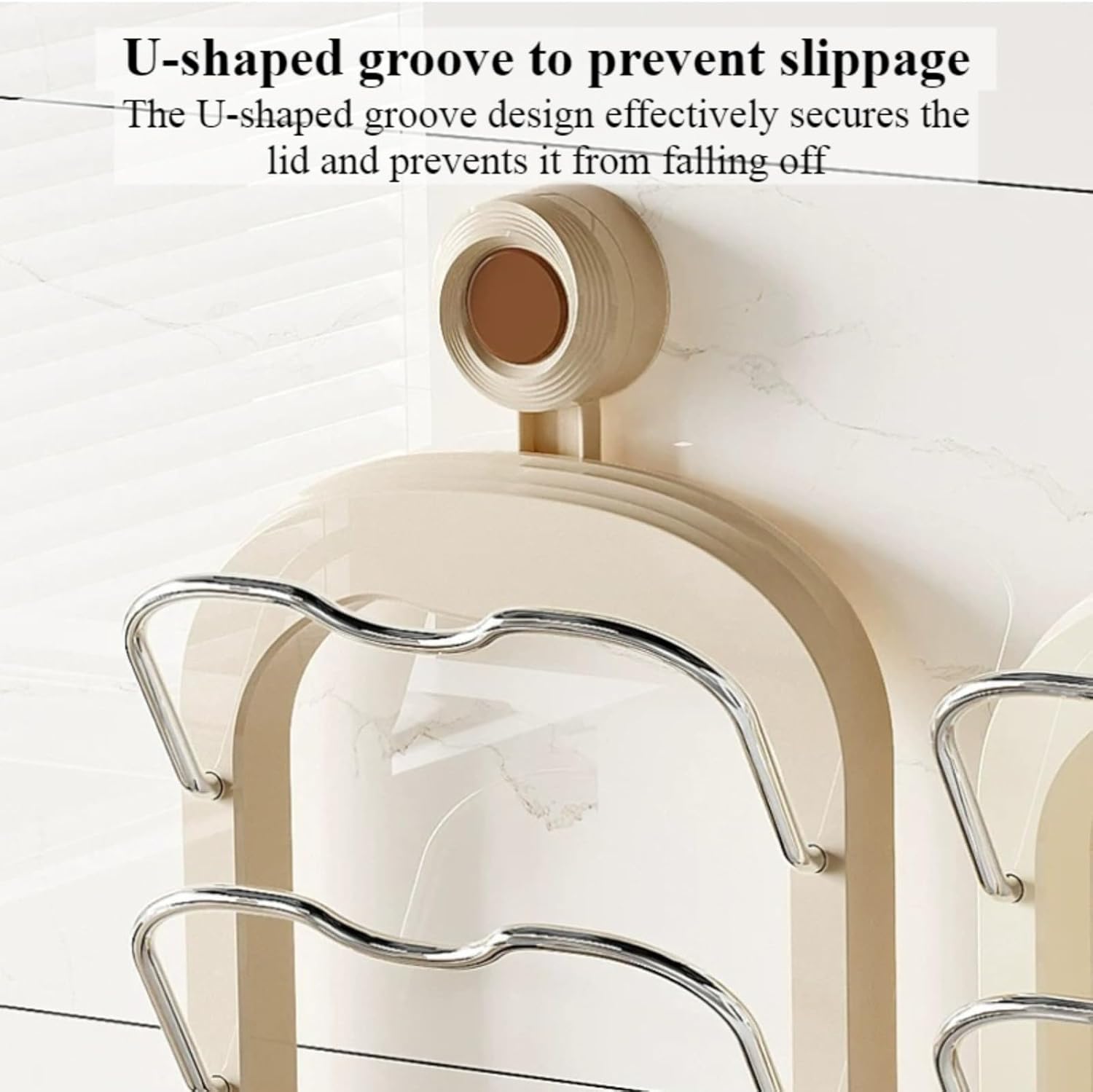 Suction Wall Pot Lid Rack, Multi-Layer Kitchen Organizer for Cutting Boards and Towels, No-Drill Drip Tray Storage Shelf, Space-Saving Wall Mounted Rack (brown)