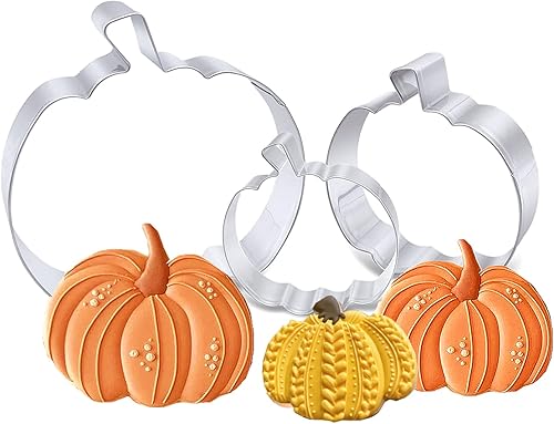 Juego de cortadores de galletas de calabaza, 4 pulgadas, 3.2 pulgadas, 1.96 pulgadas, cortador de galletas de Halloween, otoño, Acción de Gracias,