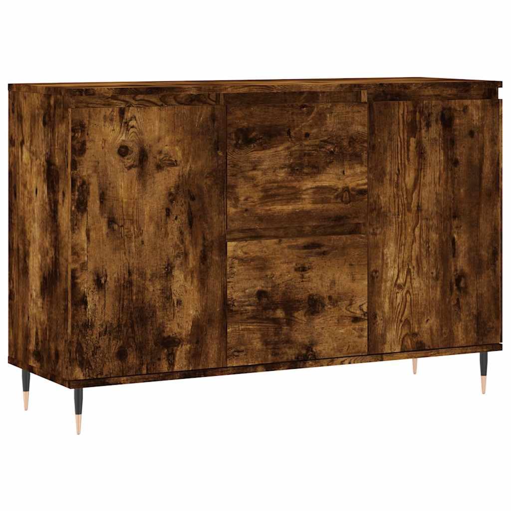 Vidaxl (Smoked Oak) Sideboard Storage Cabinet Cupboard Side Cabinet Engineered Wood White