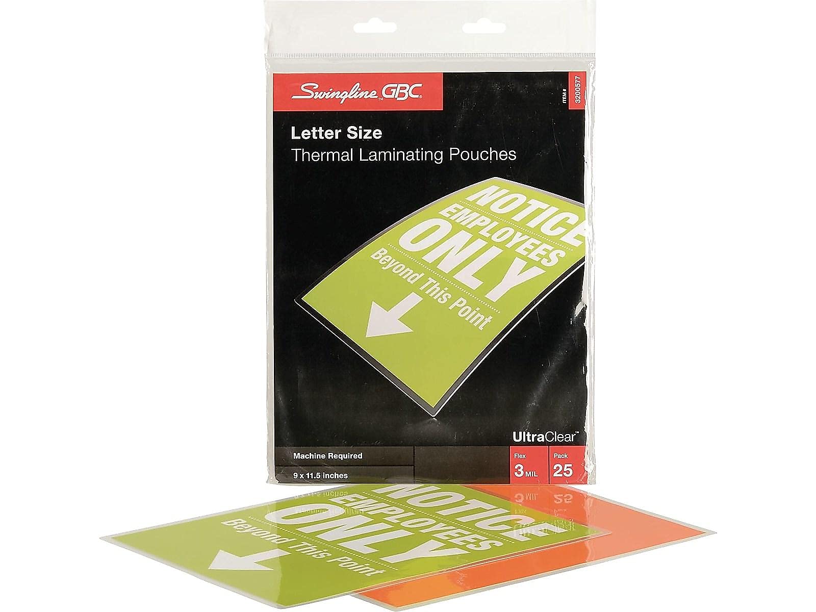 GBCSwingline UltraClear Thermal Laminating Pouches, Letter Size, 3 Mil, 25 Pack (3200577)