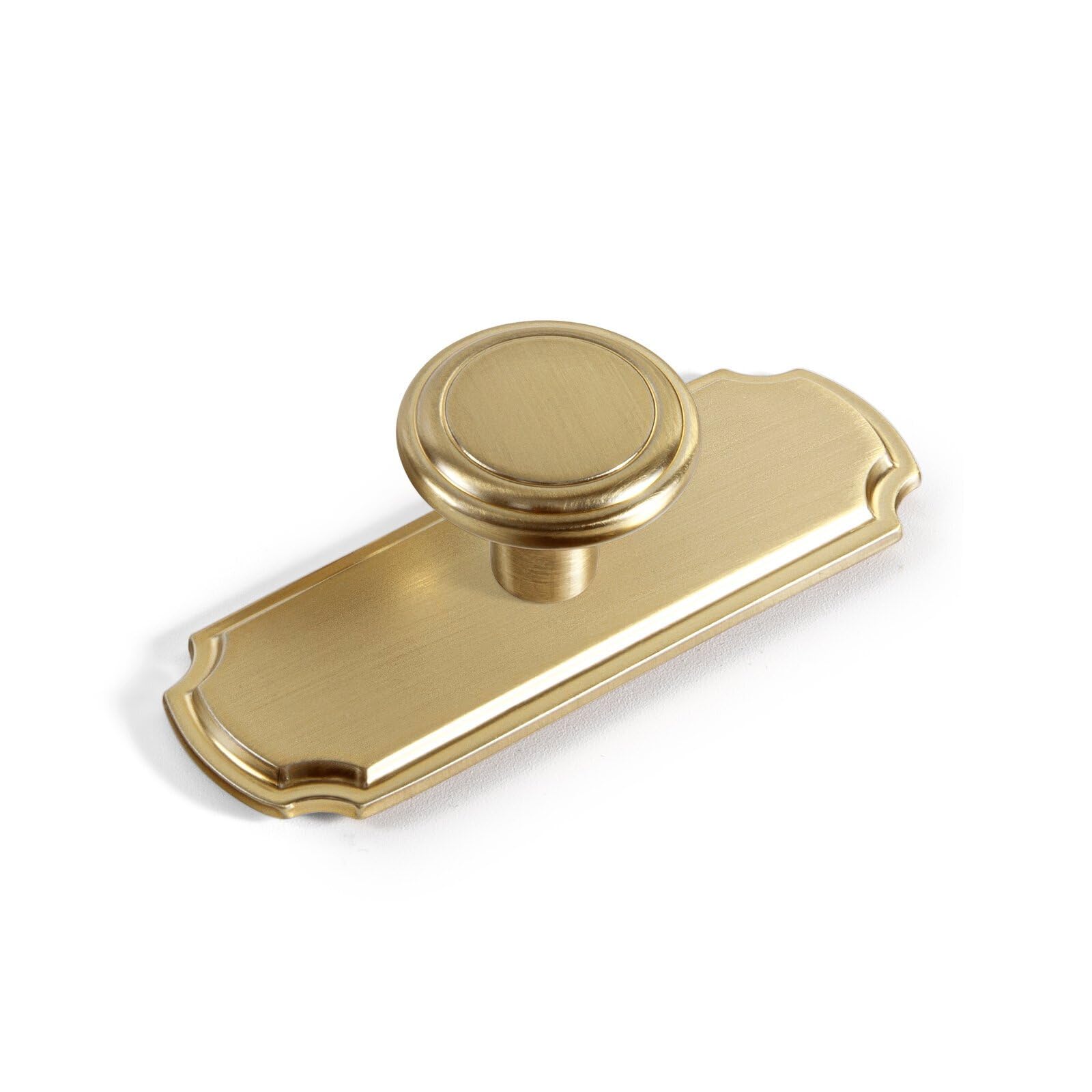 Goo-Ki Brushed Brass Cabinet Knobs with Backplate,Casual Luxury Solid Zinc Cabinet Handles for Drawer,Cupboard, Wardrobe,6 Pack