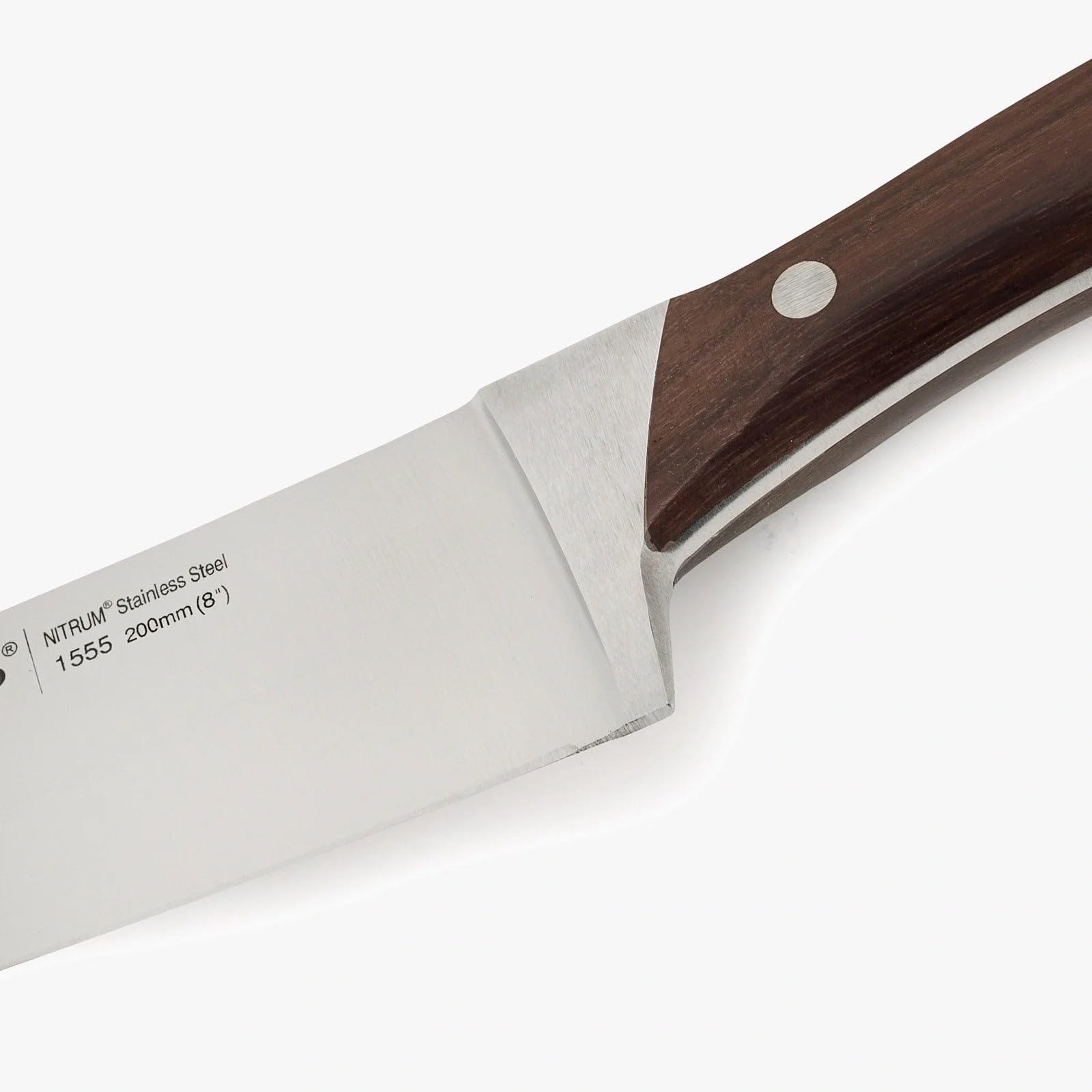 Arcos Cuchillo Chef Acero Inoxidable Nitrum y Hoja 200 mm. Cuchillo cocina profesional multipropósito. Mango ergonómico polioximetileno POM y madera palisandro. Serie Natura.