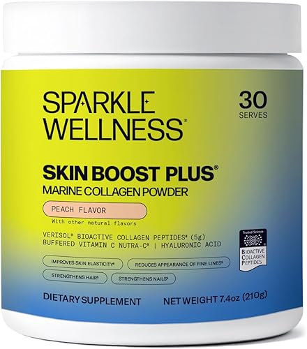 Sparkle Wellness Péptidos de colágeno hidrolizados bioactivos VERISOL derivados marinos Suplemento de colágeno en polvo con vitamina C y ácido
