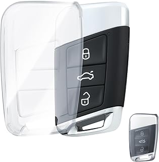 OFFCURVE Transparent Car Key Cover, Key Cover for VW Volkswagen Passat B8 Jetta Polo Tiguan T-ROC MK2 Scirocco Skoda Superb Kodiaq Seat