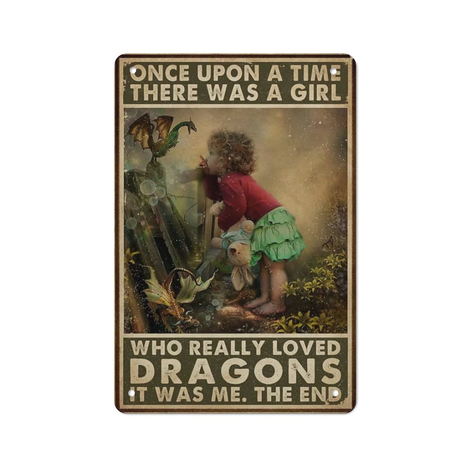 AOOEDM Who Really to Loved Dragons Metal Tin Sign for Home Bar Pub Kitchen Wall Art Deocr Man Cave Vintage Metal Sign Poster Plaque Signs Quotes Sign