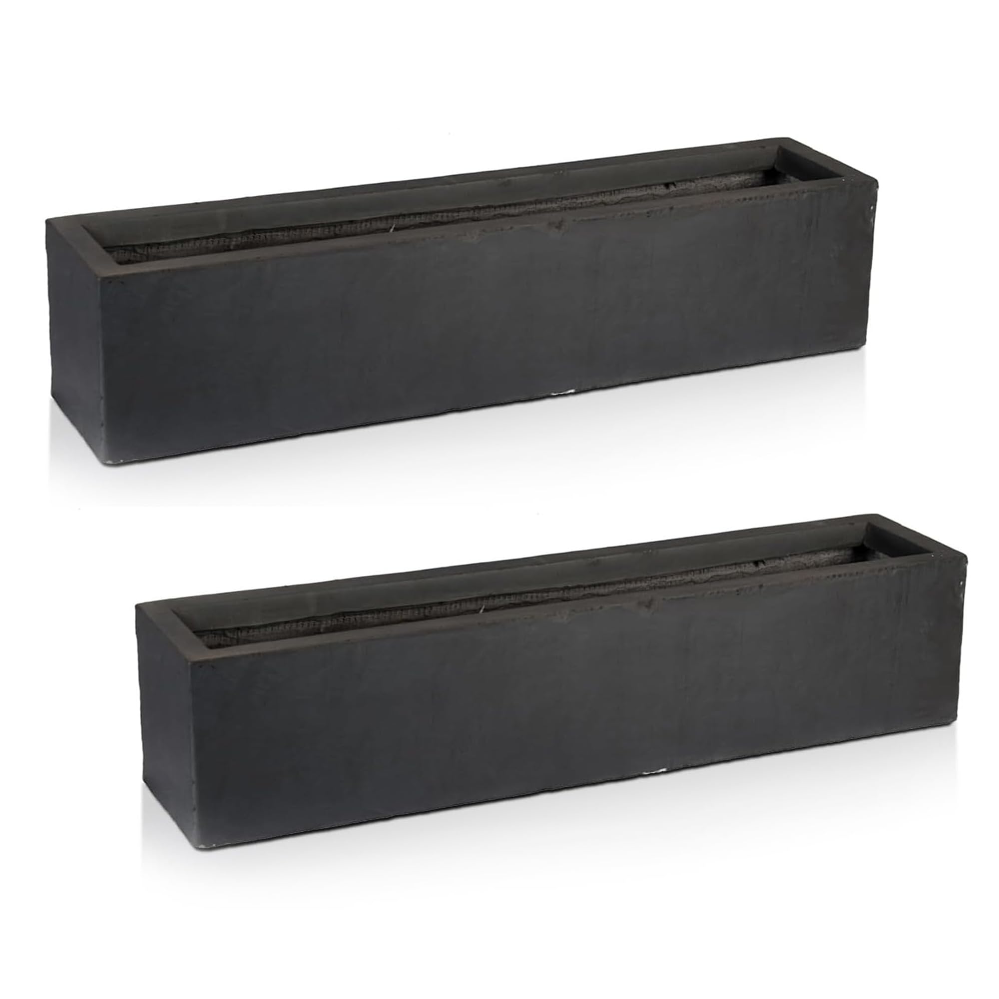 IDEALIST Set of 2 x 80cm Planter Window Box | Dark Grey Reinforced Stone Windowsill Planter | Garden Planters with Drainage Holes L80 W17 H17 cm, 24 litres โ image 1