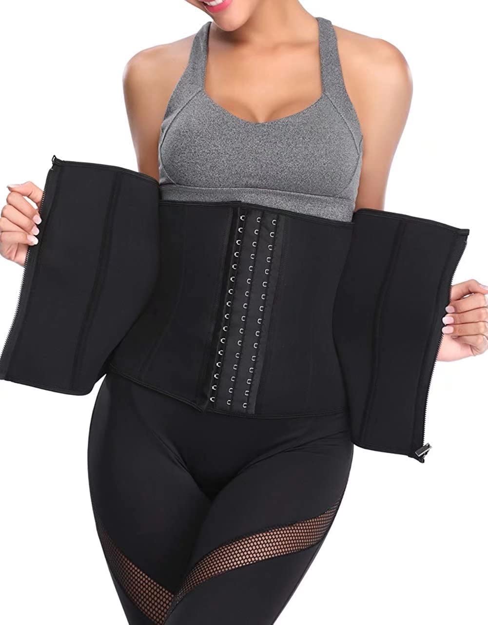 Dearmburn Women's Black Dreamburn Waist Cincher Neoprene Waist Trainer With Zipper Waist Trimmer Belt For Weight Loss Shapewear Tummy Control Corset
