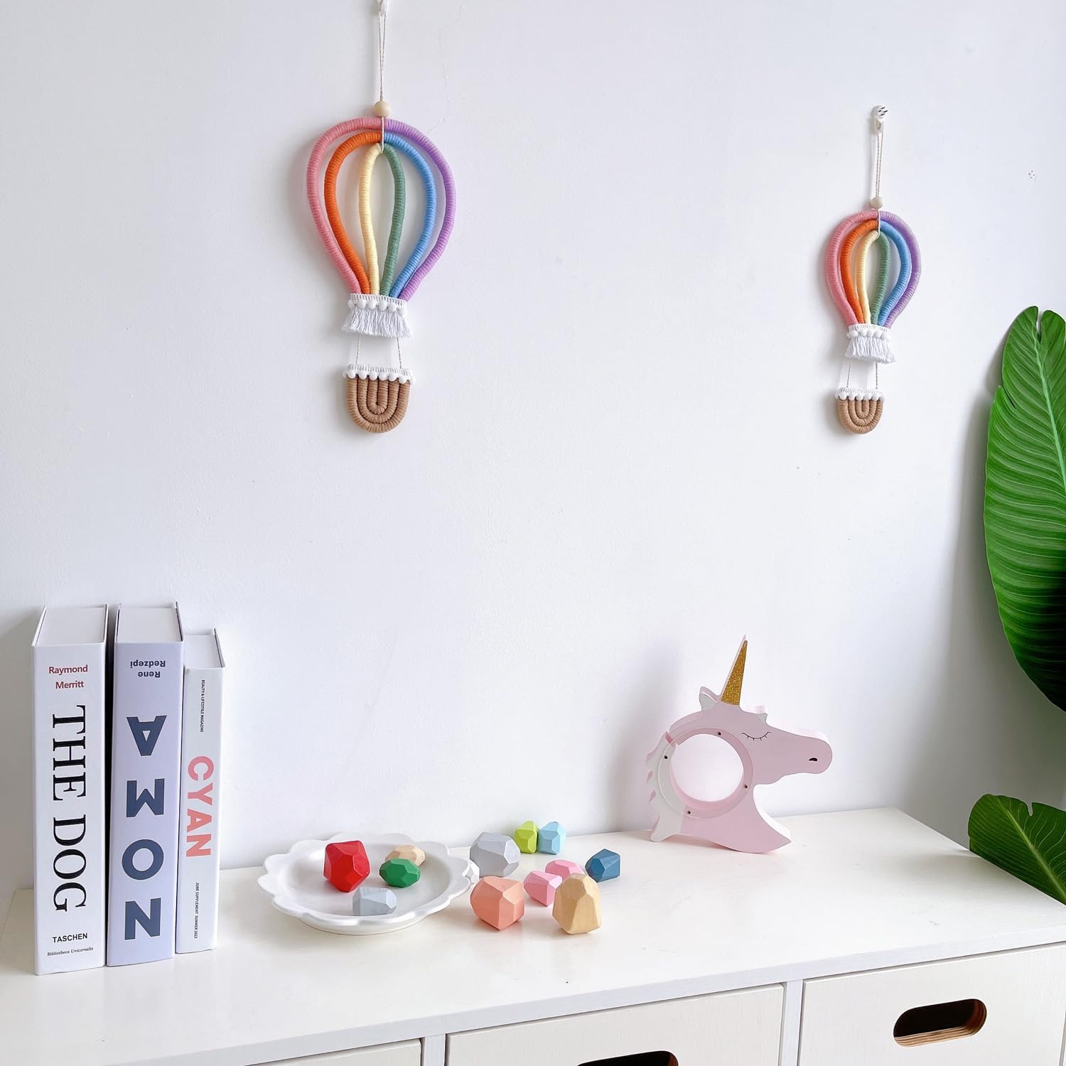 Colorful Hot Air Balloon Tassel Hanging Decoration - Boho Rainbow Wall Decorative for Classroom Kids Bedroom Baby Shower Party Supplies