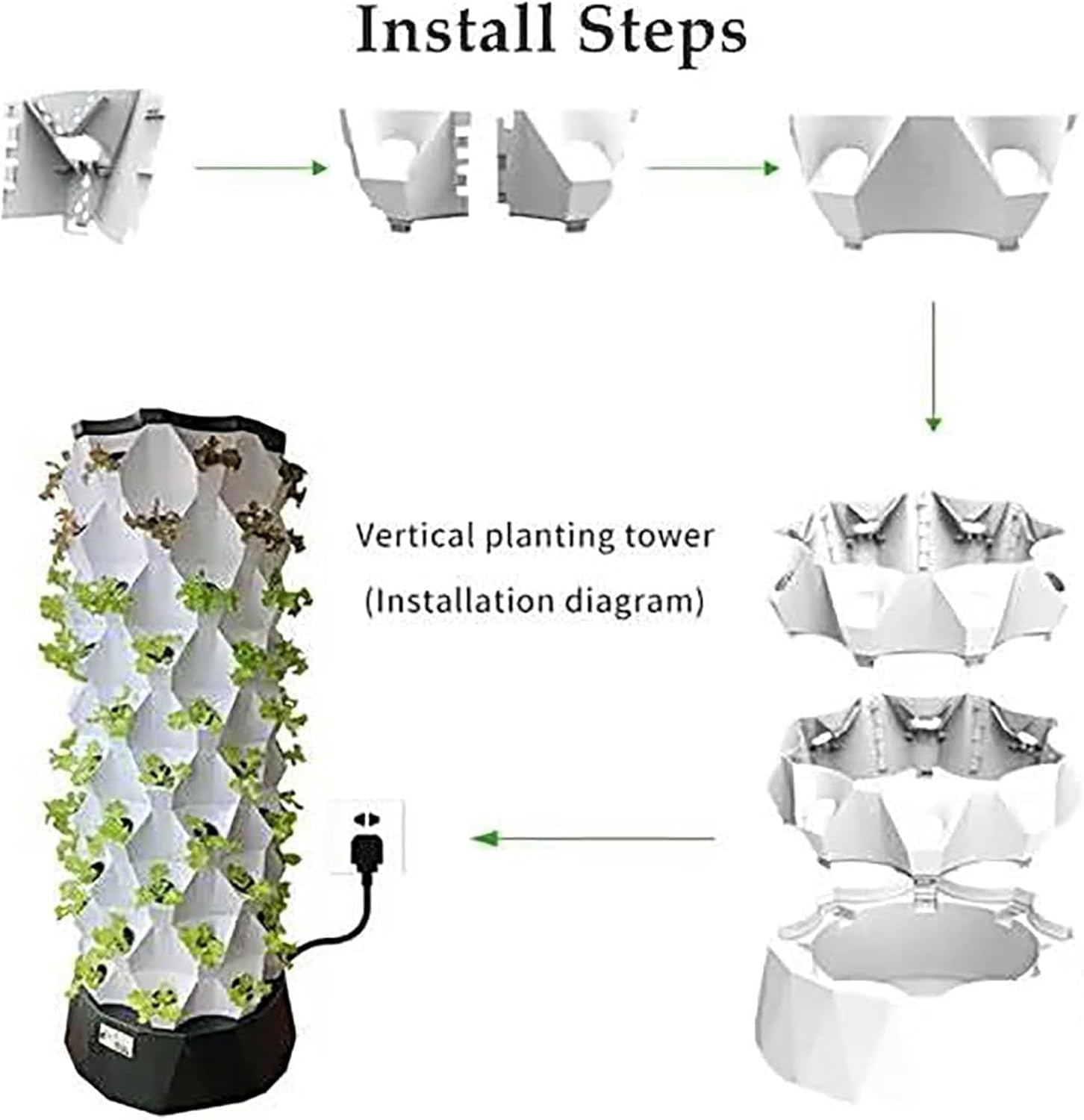 Inteligentny system hydroponiczny Hydroponiczny system ogrodowy wieża ziołowa owoce i warzywa zestaw do uprawy aeroponicznej, doniczka z siatki na nasiona/1 szt.(8 layers)