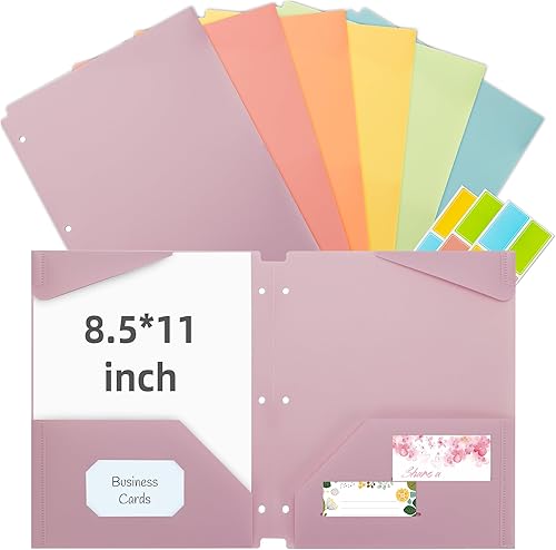 Vista 13 de Ospelelf Carpetas con bolsillos, carpeta de plástico impermeable con dos pestañas de esquina fijas y 2 bolsillos, incluye ranura para tarjetas