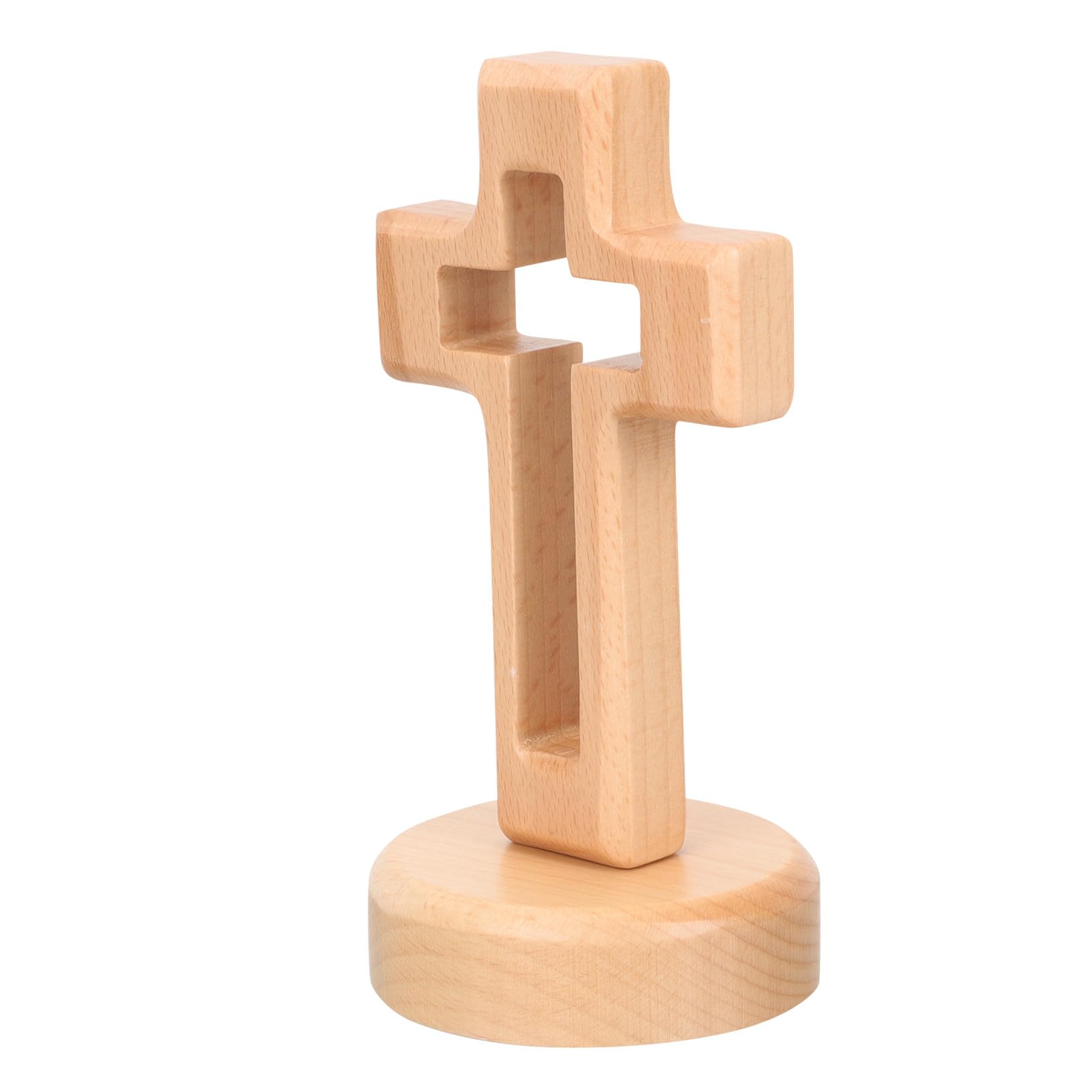 Cruz de madera de haya tallada con detalle artesanal de alta calidad para despacho