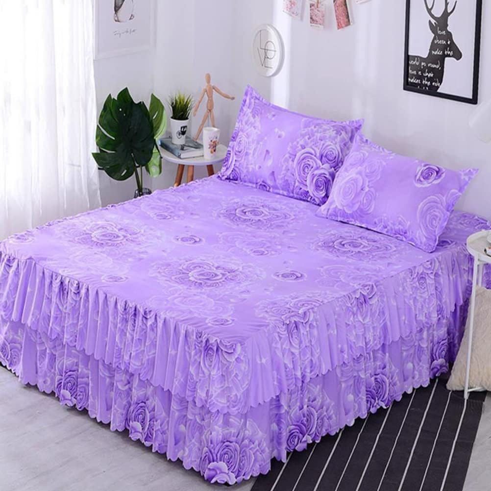 Bed Skirt Ruffle 3pcs Cover Double/Single/King Super/Size Deep Pockets Easy Fit Machine Washable Hotel Soft Cozy Farmhouse Bedding