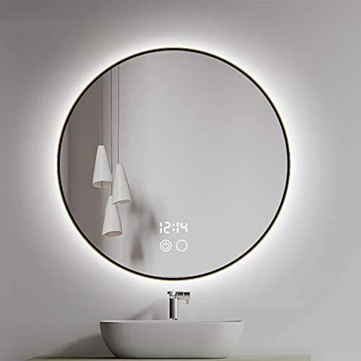 Miroir maquillage mural LED noir pour routine matinale