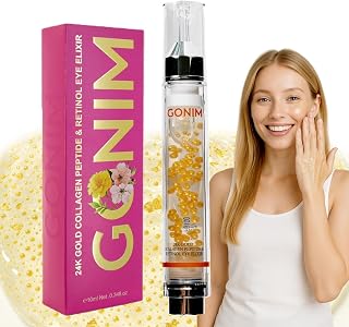 GONIM Eye Serum with Caffeine, Niacinamide, Collagen Peptides & Retinol: Anti-Aging Eye Gel for Dark Circles, Puffiness, Wrinkles & Fine Lines, Hydrating 10ml