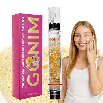 مصل العيون GONIM مع الكافيين والنياسيناميد وببتيدات الكولاجين والريتينول كريم العيون للخطوط الدقيقة والهالات السوداء والانتفاخات، مضاد للشيخوخة، يقلل التجاعيد، لون البشرة غير المتساوي، قاعدة جل مرطبة، 10 مل