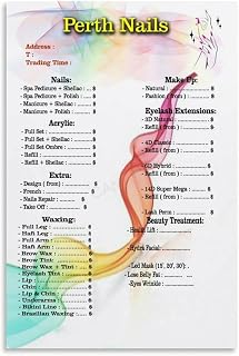 Nail Salon Price List Posters Hair Salon Nail (5) Canvas Painting Posters And Prints Wall Art for Living Room Bedroom Decor 08x12inch(20x30cm) Unframe-style