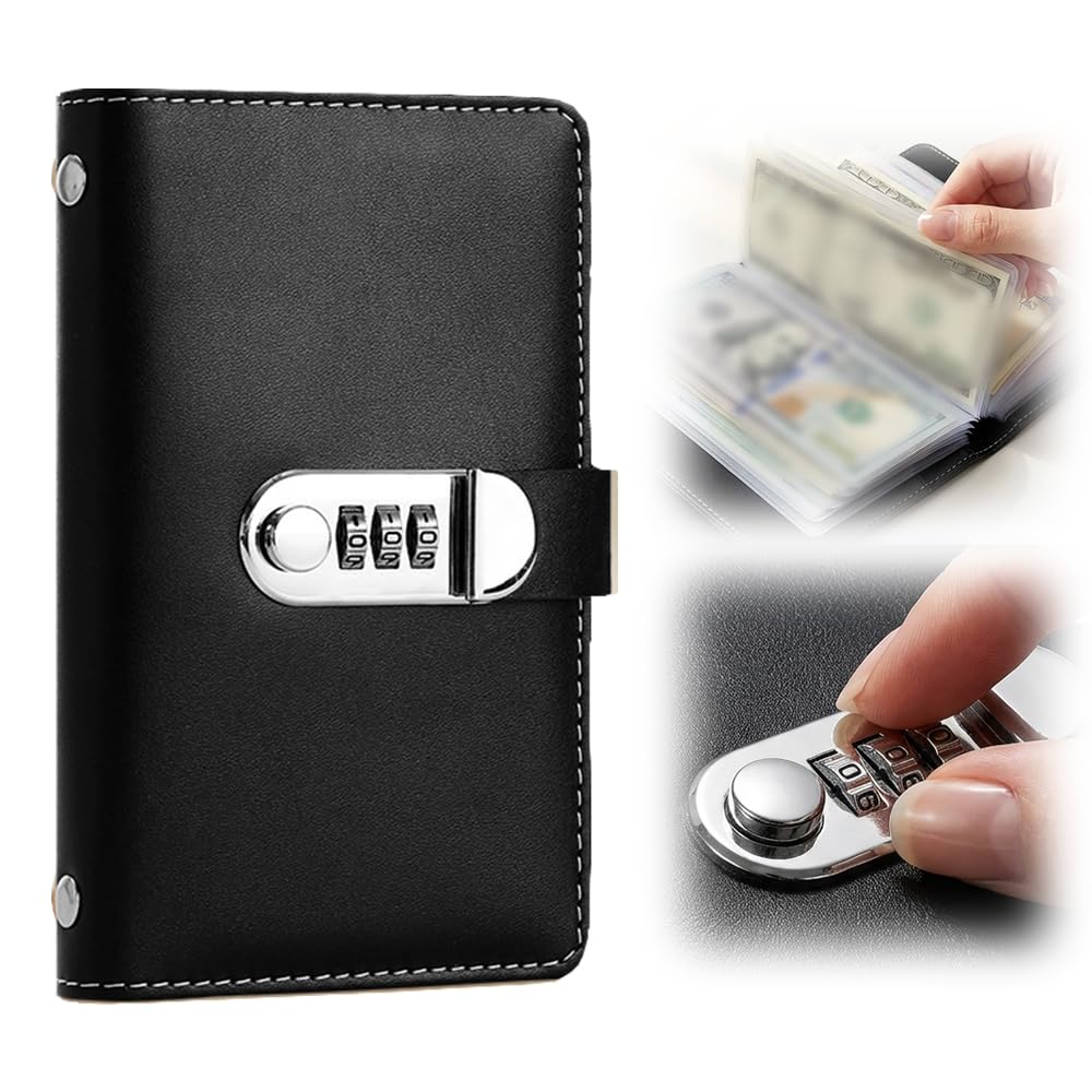 100 Envelope Savings Challenge Book, Cash Envelope Binder, 50 Pages (Black)
