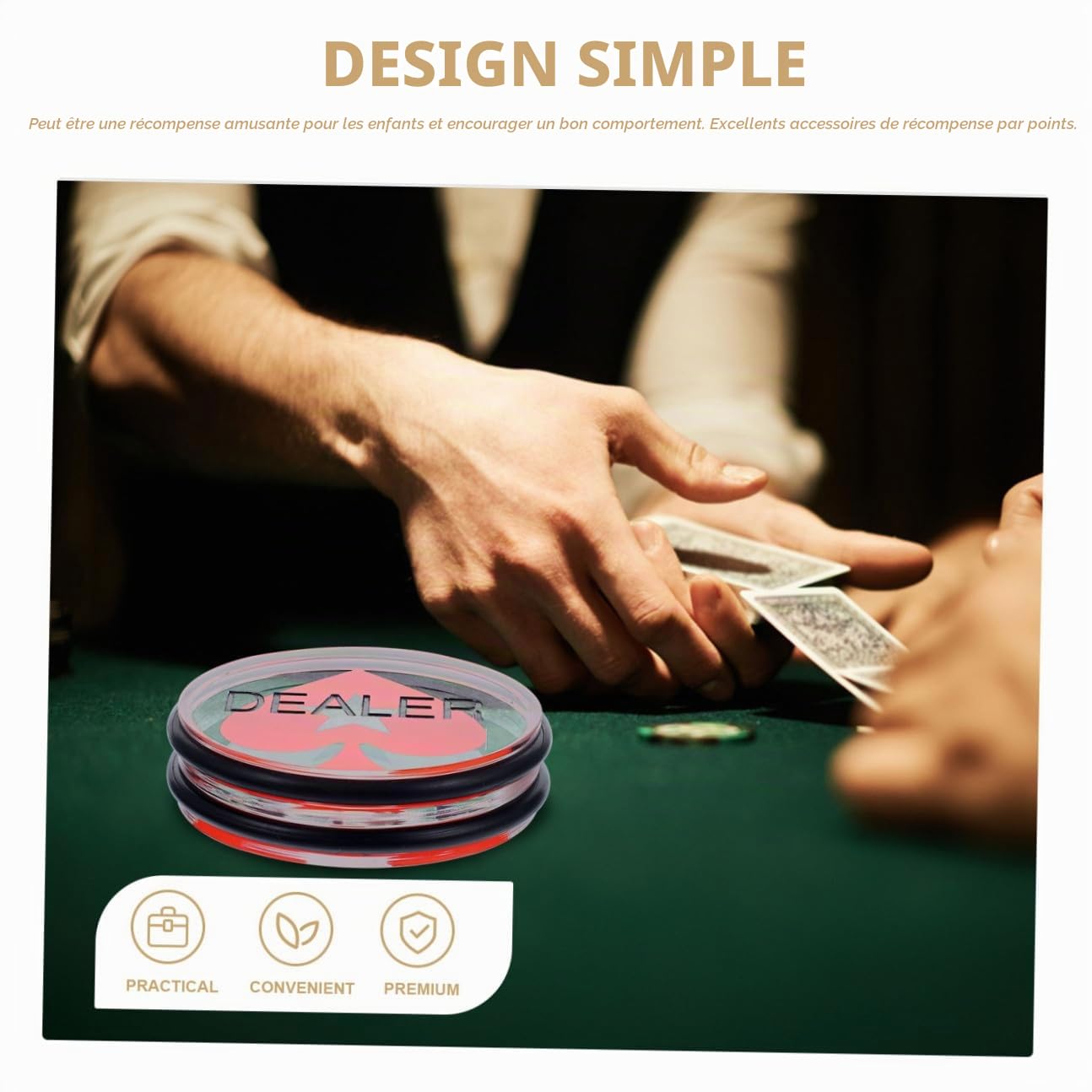 BESPORTBLE Jeton De Poker Bouton Croupier 75 Mm Grand Format pour Joueurs, Accessoire en Acrylique Double Face, Marqueur De Jeu Poker, Tournoi Et Parties à Domicile,