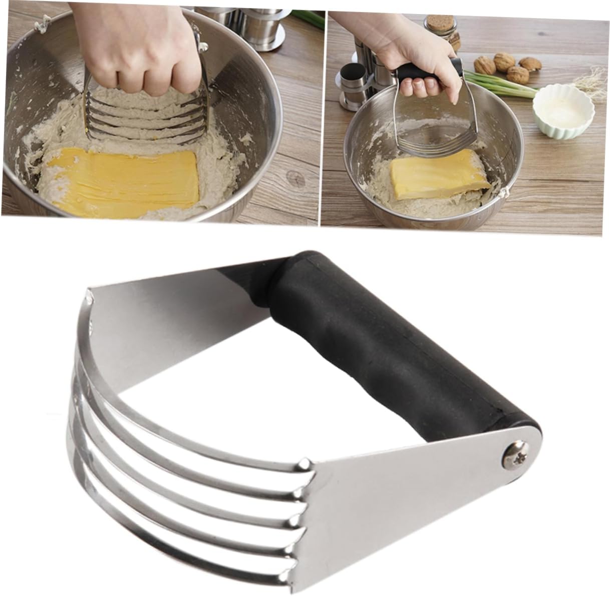 Stainless Steel Pastry Cutter Blender Professional Baking Tool with Comfortable Grip for Mixing Flour for Cookies Cakes Muffins