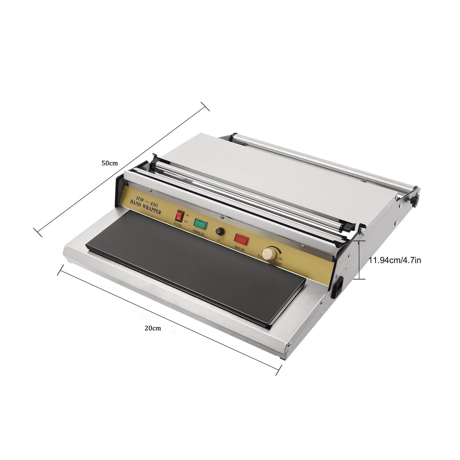 Máquina de envolver a mano, máquina de envoltura de película, envoltura de película de 18 pulgadas de ancho para bandeja de alimentos, envasado de frutas, sellador de conservación fresca, máquina de