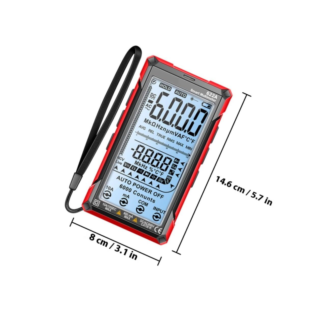 Professional Auto-ranging Digital Multimeter Portable Multi Tester with Ac Dc Voltage Capacitor Ncv Induction Measurement for Electrical Testing and Troubleshooting