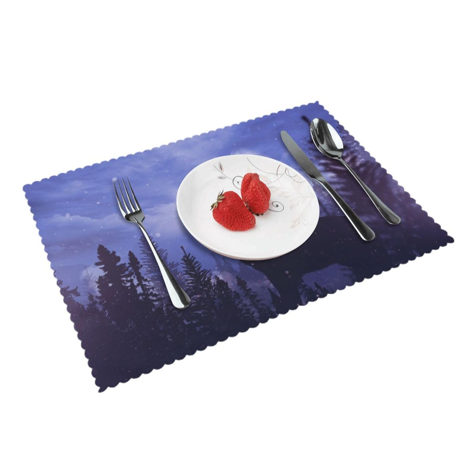 Wolf in Full Moon Night Printed Placemats Set of 4 PCS Washable Placemat for Kitchen Table Heat-resistant Table Mats 45x30 CM