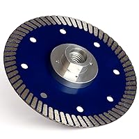 Vista 3 de Hoja de sierra turbo de diamante de 5 pulgadas, hoja de corte de porcelana con brida extraíble de 5/8"-11 para cortar azulejos de cerámica de mármol