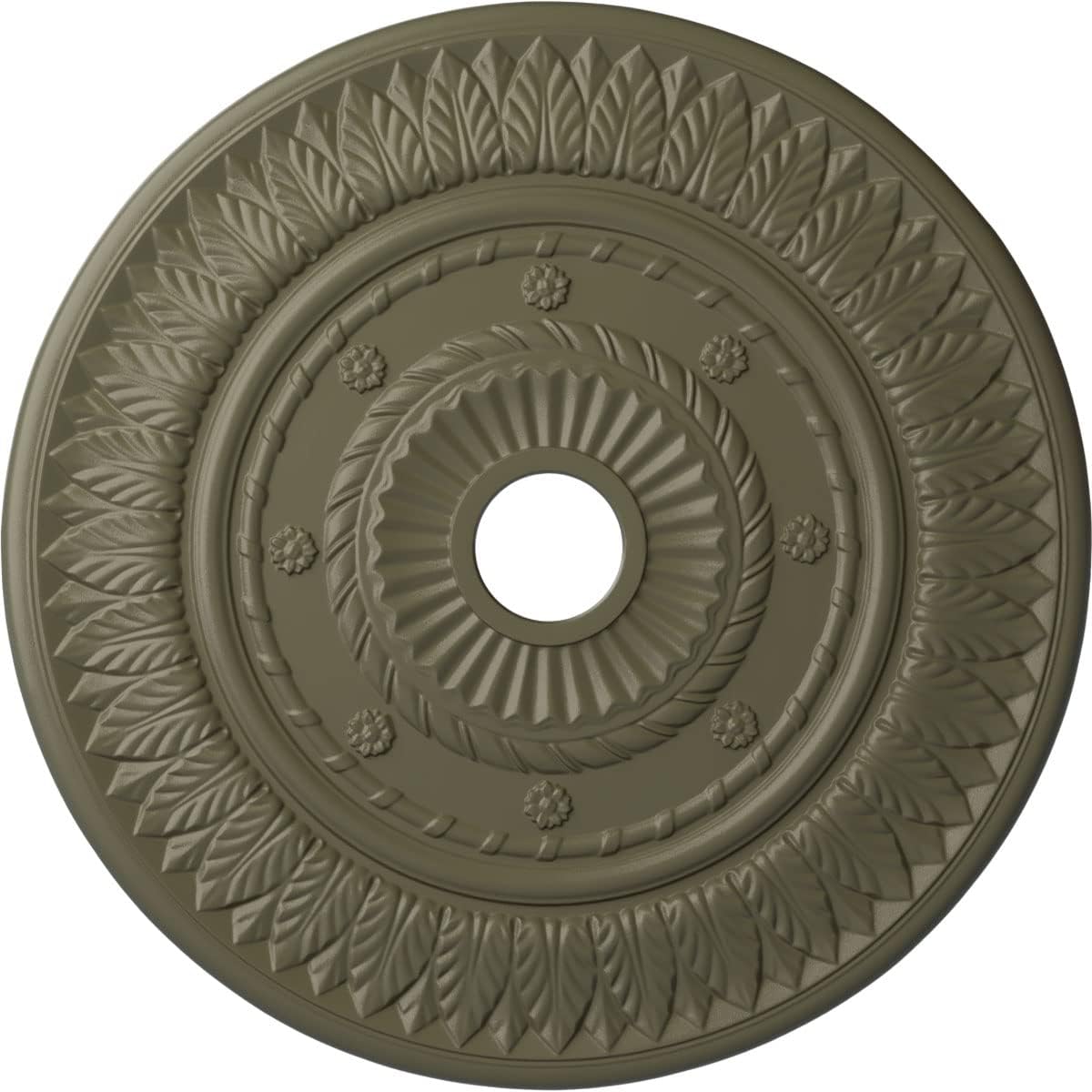 Ekena Millwork CM26LFSSF - 26 3/4"OD x 3 5/8"ID x 1 1/8"P Leaf Ceiling Medallion (Fits Canopies up to 3 5/8") - Ceiling Medallion, Spartan Stone