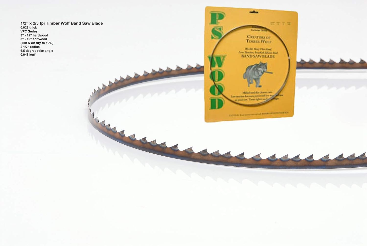 PS Wood Timber Wolf 142" x 1/2" x 2/3 tpi Band Saw Blade