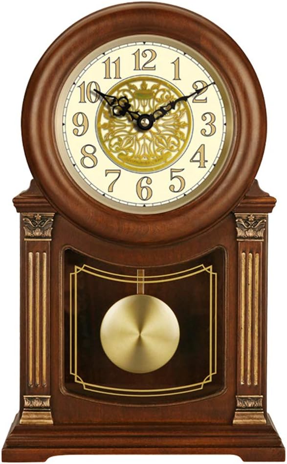 Mantel Clock, Table Clocks Silent Decorative Wood Mantle Clock Battery Operated, Wooden Design for Living Room, Fireplace, Office, Kitchen, Desk,