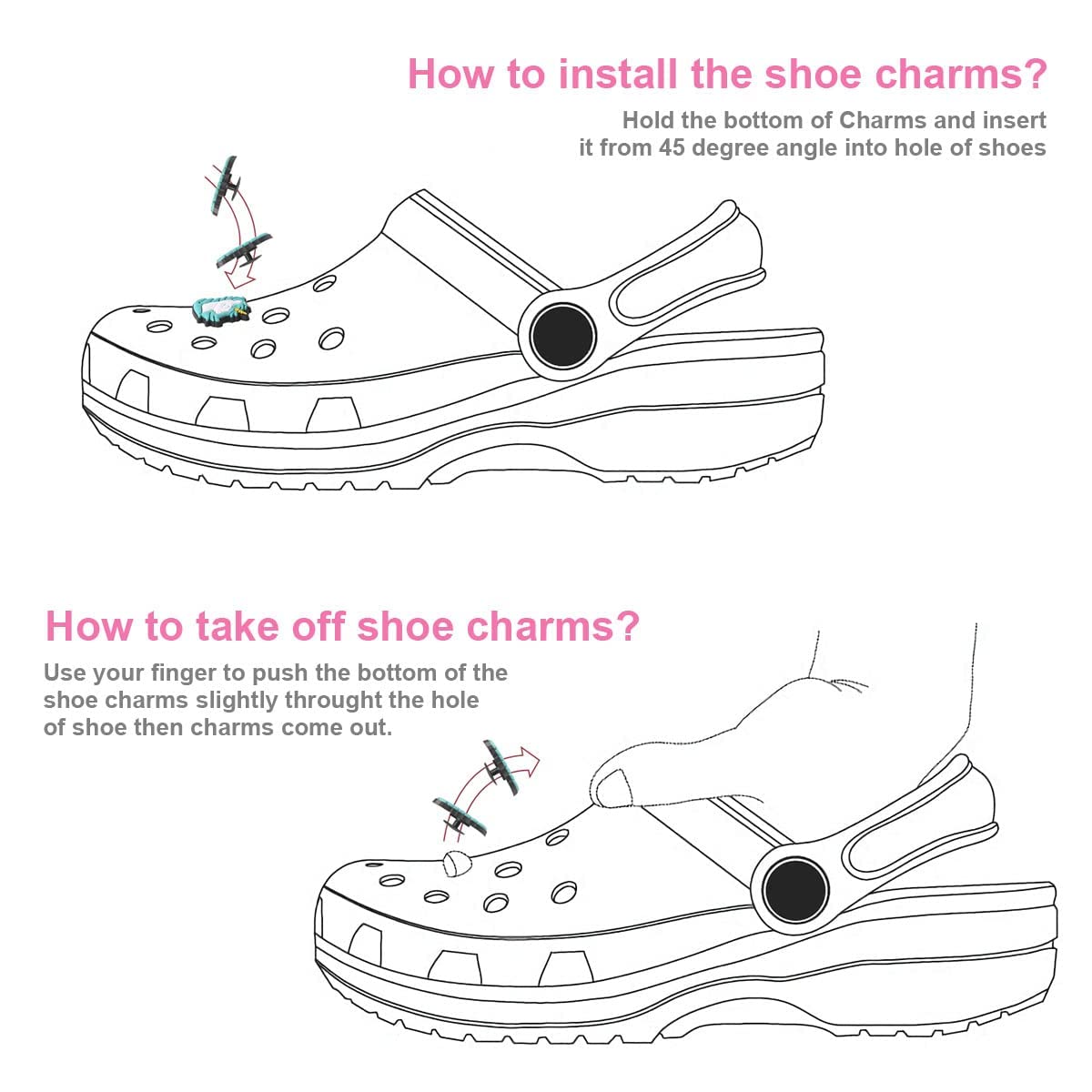Ainiv Shoe Charms 110 Piezas Adornos de Zapatos PVC Encantos Cristal Clog