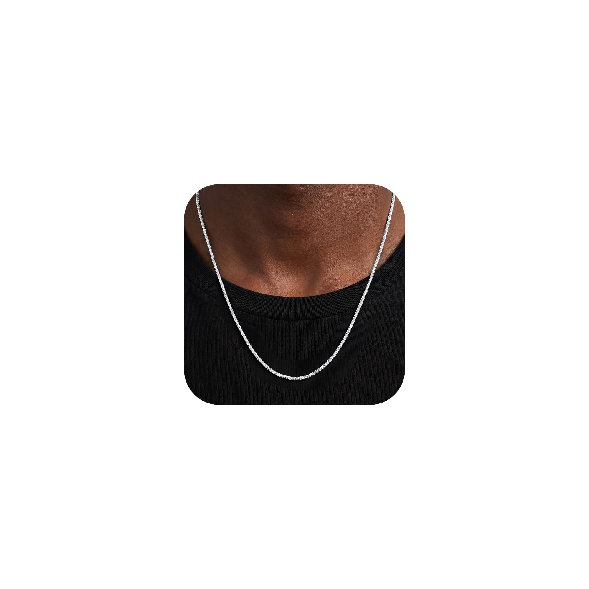 SLOONG Halskette Herren Silber 2mm Weizen/Venetian Halskette Kette Herren