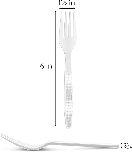 Miniatura 3 de 500 tenedores de plástico extra resistentes, tenedor blanco desechable, cubiertos pesados a granel para cenas, eventos, catering, fiestas y comida