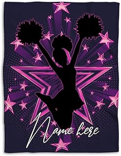 OhaPrints Custom Cheerleading Cheerleader Cheer Girl Star Pattern Personalized Name Soft Sherpa Throw Blankets Cozy Fuzzy Fleece Throws for Tv Sofa Couch Comfy Fluffy Blanket 30X40 50X60 60X80