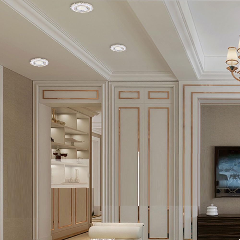 Paquete De 5 Downlight Empotrado LED Europeo con Diseño De Encaje: Lámparas De Techo Regulables De 3W / 5W / 7W / 12W, Molduras De Deflectores Blancos Y Dorados, Temperatura Ajustable