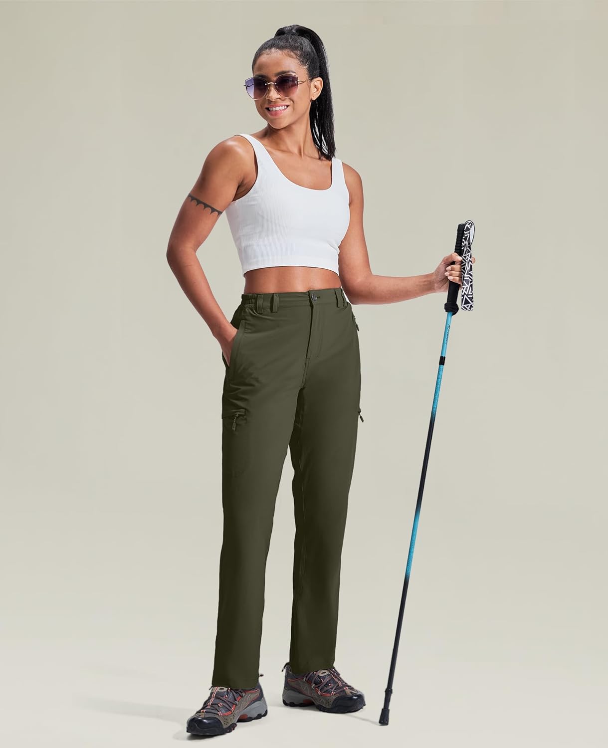 Haimont Women's Hiking Cargo Pants Quick Dry Lightweight Ripstop Stretch Nylon Travel Pants with Zip Pockets Water Repellent - Image 7