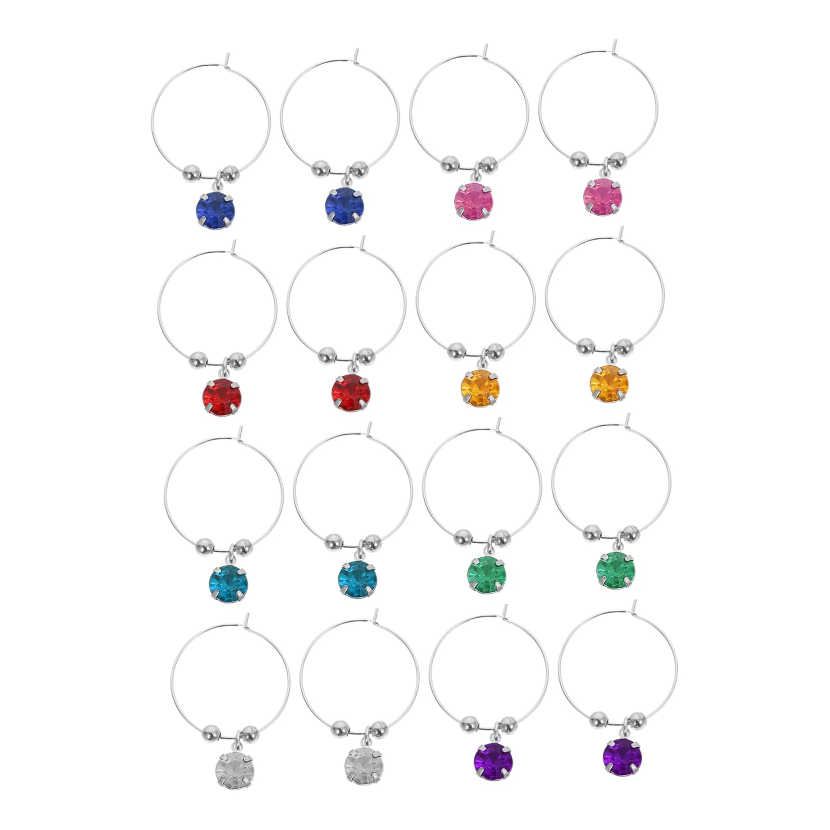 16pcs Wine Glass Marker Cup Markers Colored Labels Wine Charms Cup Sign Cup Signs Portable Cup Wine Charms for Stemless Glasses Magnetic Drink Markers Holiday Wine Charms Haoshi