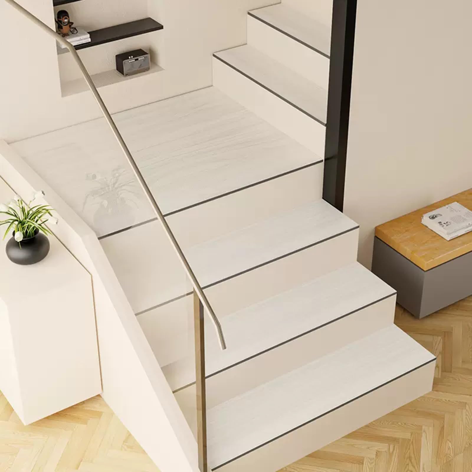 Rutschfeste Stufenmatten für Treppen, rechteckig, Treppenschutz, 30 x 85 cm, langlebige Anti-Rutsch-Teppichmatten für Sicherheit und Komfort auf Treppen