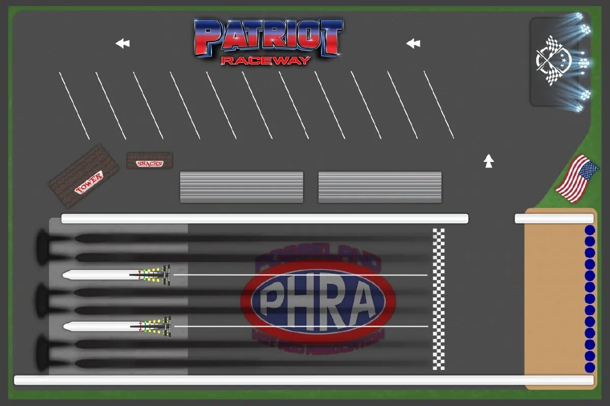 Drag Strip Playmat for Kids, PHRA Raceway Design, 36x24 Inch Vinyl Banner, Personalized Racing Gift, Wipe Clean