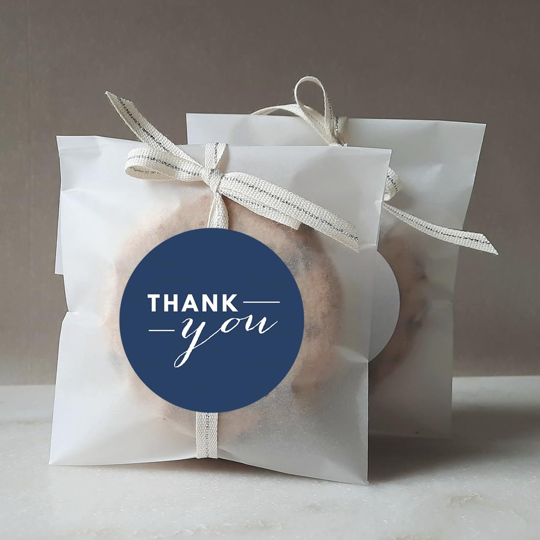 Andaz Press Lot de 40 étiquettes circulaires, style chic, remerciement, bleu marine