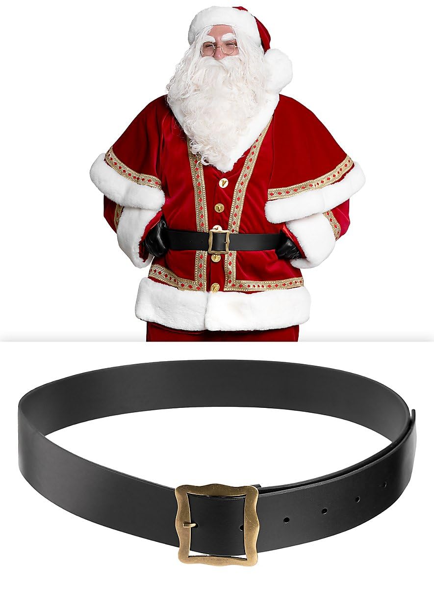 Andracor Hochwertiger breiter Weihnachtsmann Gürtel aus echtem Leder - schwarz - Deluxe-Edition - Santa Klaus Kostüm-Zubehör