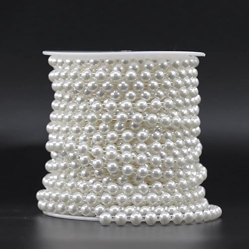 Miniatura 2 de Jerler Guirnalda de perlas artificiales, cadena de perlas artificiales, ideal para manualidades, Navidad, boda, ramo y decoración de fiestas (blanco)