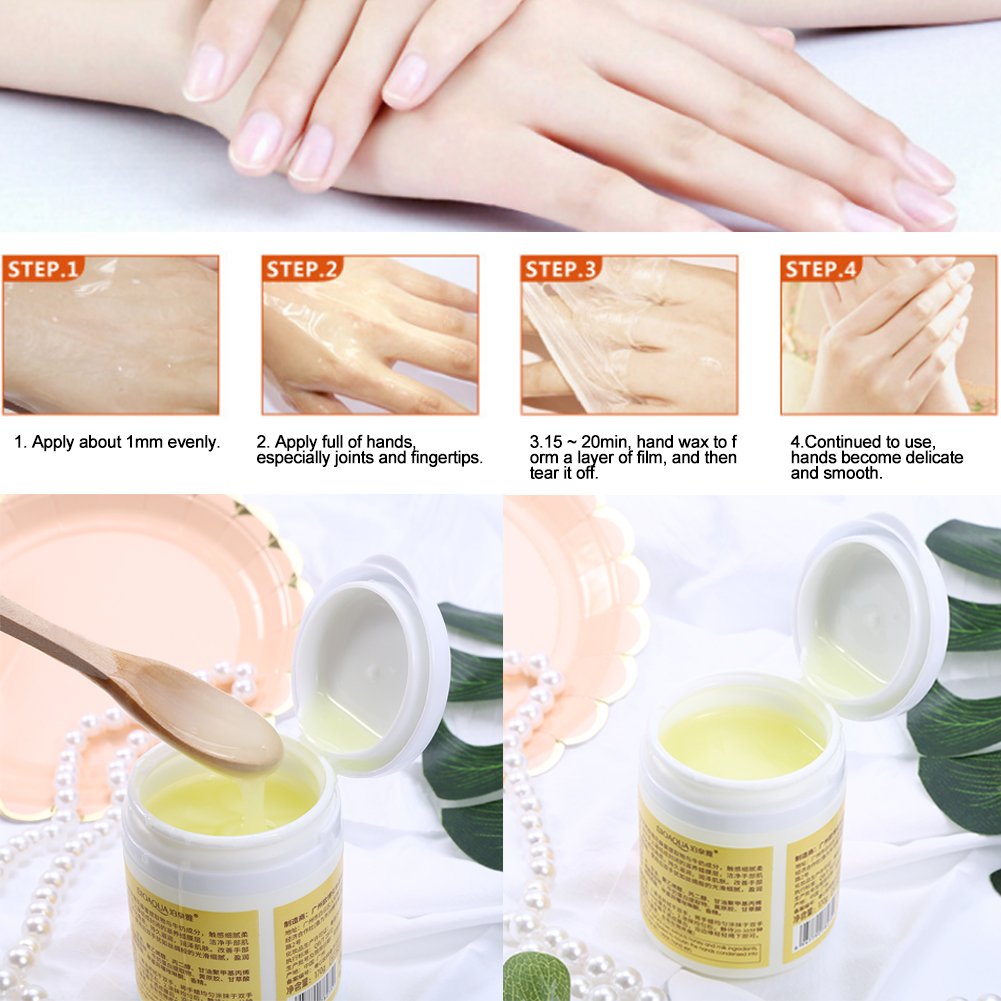 Mascarilla de cera para manos, 170 g, Mascarilla de mano de miel y leche efecto exfoliante e hidratante cuidado de las manos con cera para manos de miel de leche, mascarilla nutritiva para manos