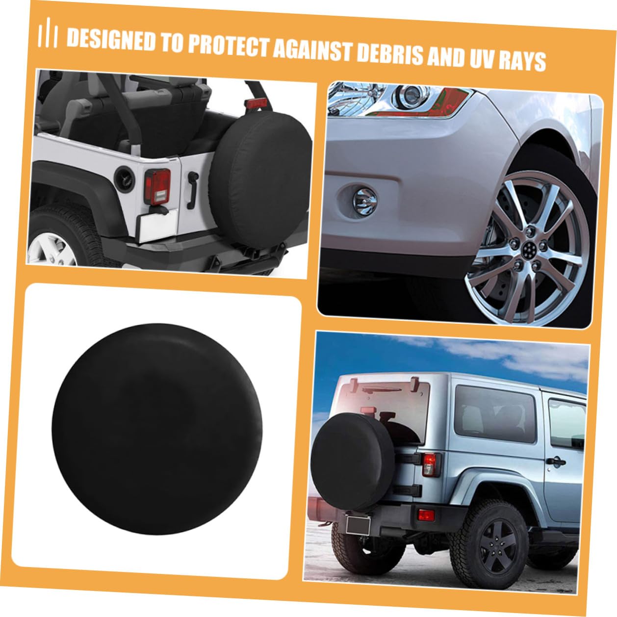 Alasum 2 Pezzi Copertura per Ruota di Scorta 15 Pollici in Pvc Nero, Copriruota per Camper e Auto, Protegge da Detriti, per Ruota e Pneumatico di Scorta