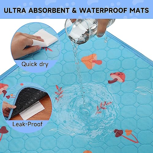 Image of Sunheir Washable Pee Pads for Dogs, 4-Pack Reusable Puppy Pads, Waterproof Non-Slip Wee Wee pad, Absorbent and Leakproof Training Mats for Potty, Crate, Playpen, Bed, Sofa, 18 inchx 24 inch