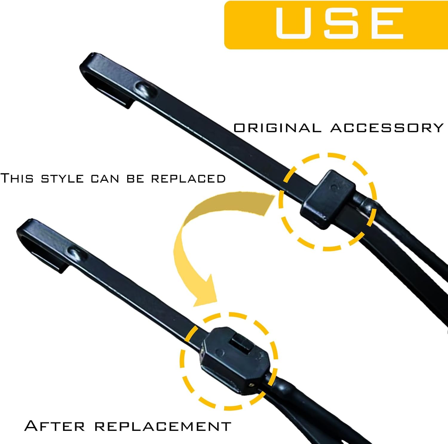 1 Pack 2 Pcs Front Windshield Washer Nozzles, Front Windshield Spray Nozzles Wiper Spray Washer Jet Arm Type Spray Nozzle Adjusts 4-Way Water Spray Universal Car Wiper (Black)