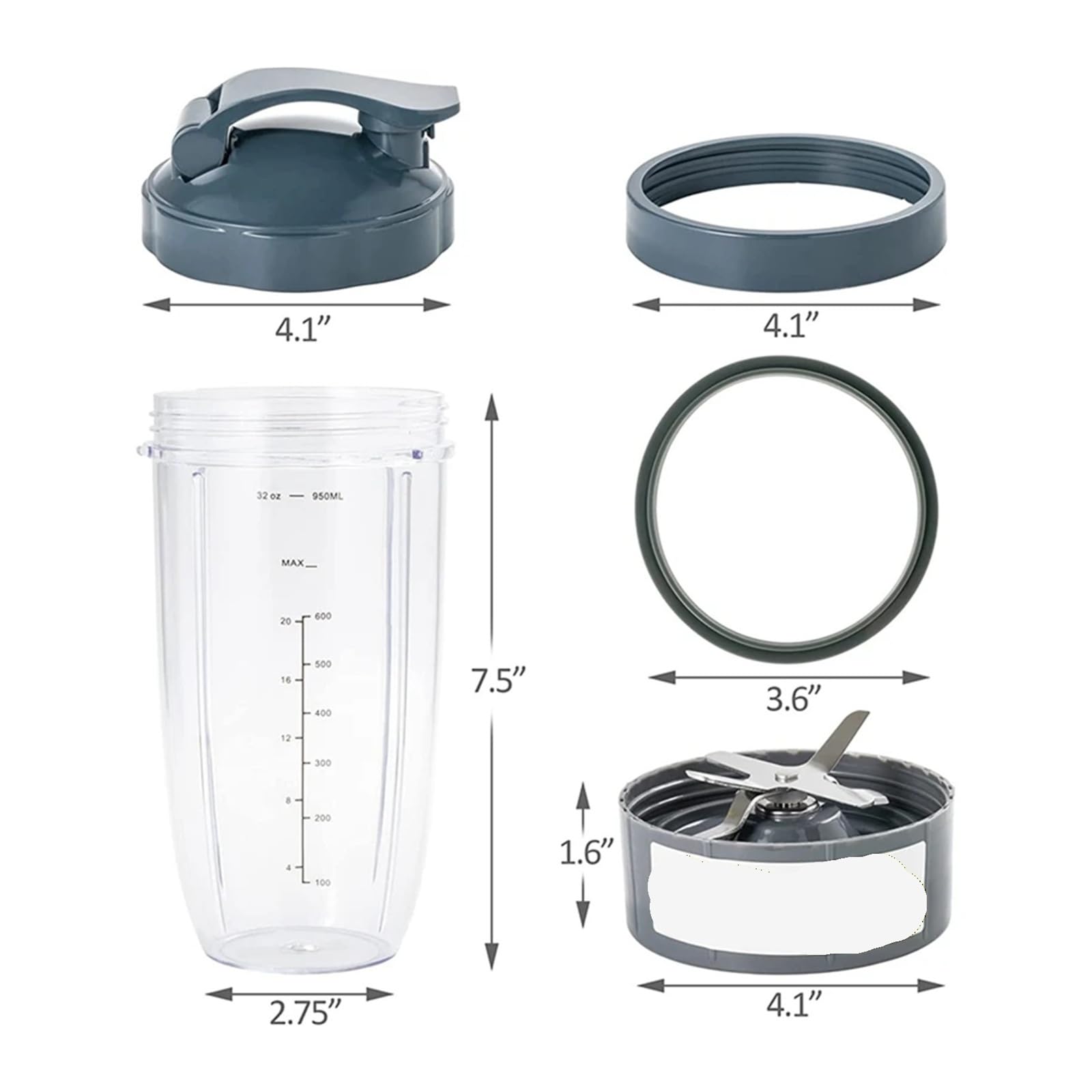 Compatible avec 600W 900W l'ensemble tasses mixeur.