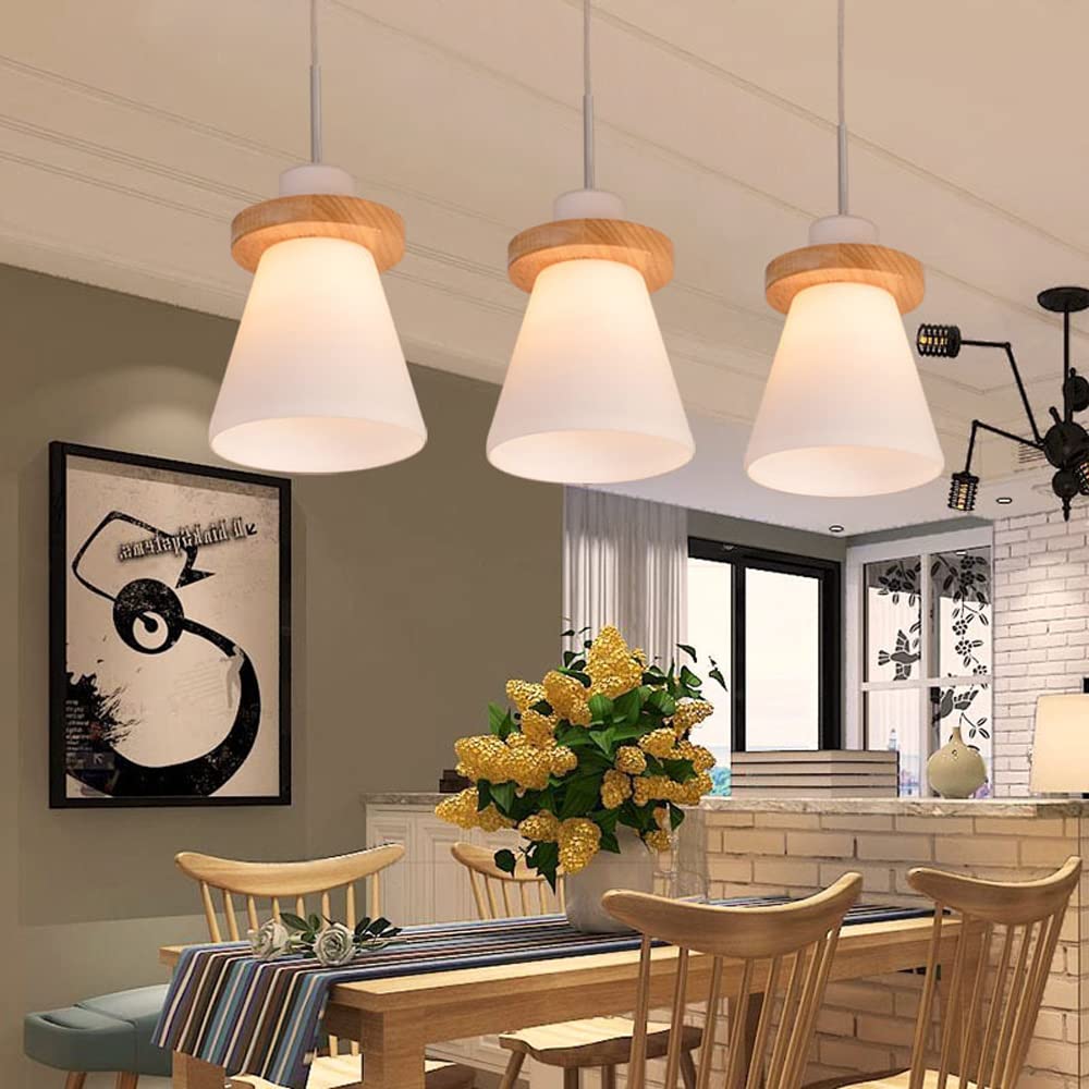 Nowoczesne szklane lampy wiszące, drewniany uchwyt na lampę, oświetlenie wiszące, z wysokiej jakości drewnianą lampą sufitową do jadalni, kawiarni, oprawy oświetleniowe, kropla 1 żyrandol