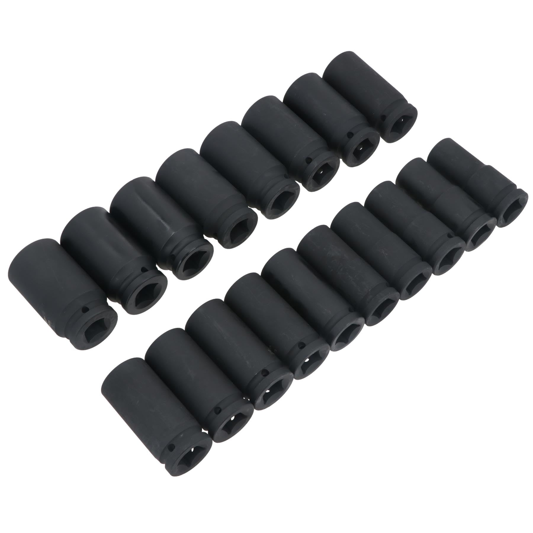 Głębokie metryczne nasadki udarowe 3/10.2 cm 6-stronne pojedyncze sześciokątne 19 mm - 36 mm 18 szt