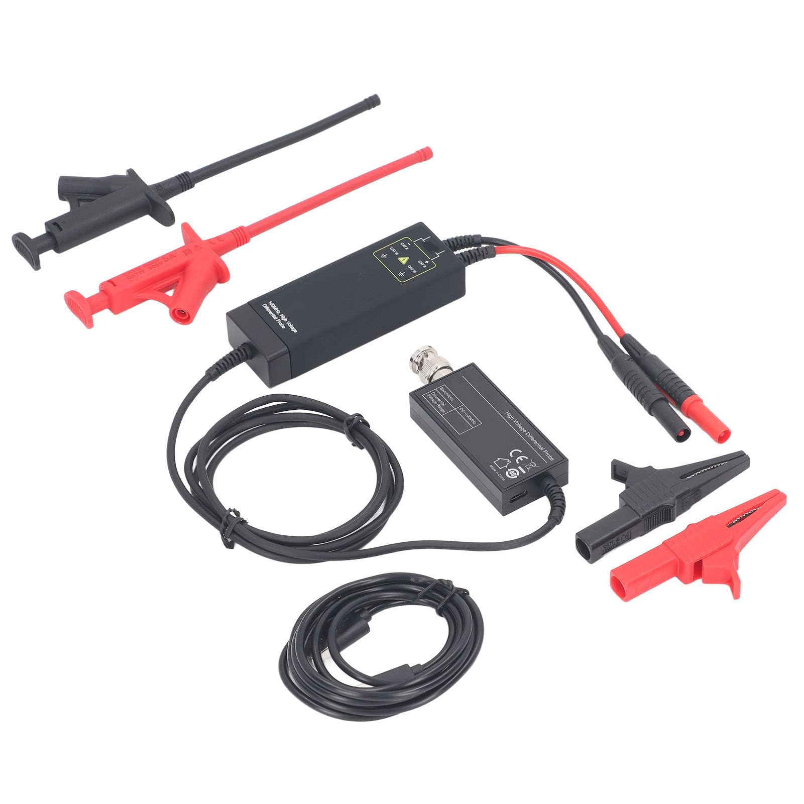 FTVOGUE Oszilloskop-Tastkopf ABS-Hochspannungs-Differenztastkopf 100 MHz 3000 V BNC-Schnittstelle 100X 1000X für Reparaturingenieure Im Elektronikprüflabor